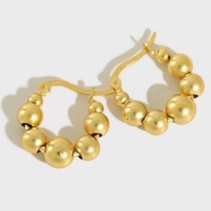 9.26 sterling silver - beaded hoop earrings